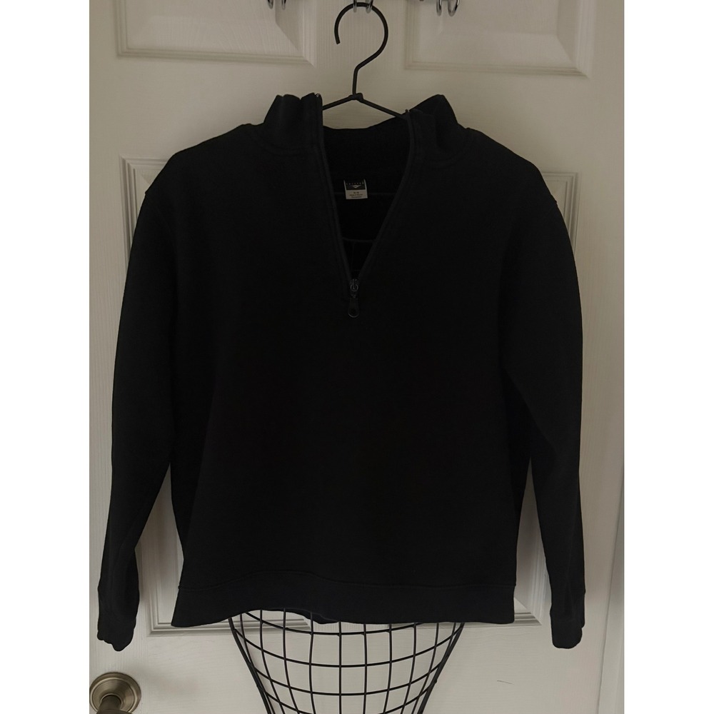 Cheetah Cropped Black Quarter Zip Fleece Sweatshirt Womens XL Pullover Mock Neck